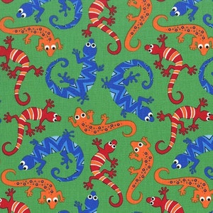 Fat Quarter Scaly Lizards Green 100% Cotton Quilting Fabric - Michael Miller
