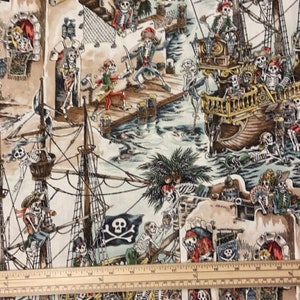 Fat Quarter Skeleton Pirates Skellywags 100% Cotton Quilting Fabric