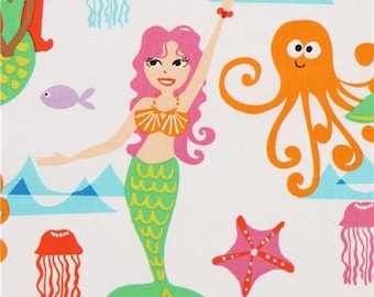 Fat Quarter Swim With Us Mermaids Cotton Quilting Fabric - Michael Miller