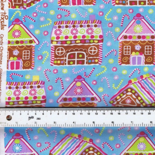 Fat Quarter Candy Christmas Gingerbread Houses 100% Cotton Quilting Fabric