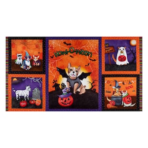 Howl-o-ween Dog Halloween Multi Panel 100% Cotton Print Fabric