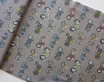 Fat Quarter 'Classic Ride' Motorcycle 100% Cotton Fabric