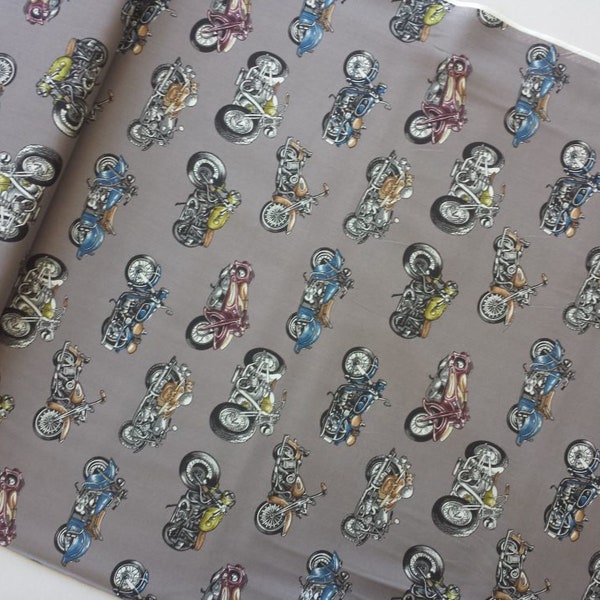 Fat Quarter 'Classic Ride' Motorcycle 100% Cotton Fabric