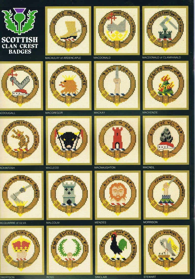 Scottish Clan Crests Cross Stitch Chart Pattern Booklet 35 Etsy