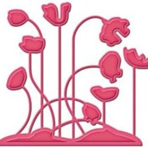May include: A digital die cut file featuring a cluster of pink poppy flowers with stems and leaves. The design is perfect for creating cards, scrapbook pages, and other paper crafts.