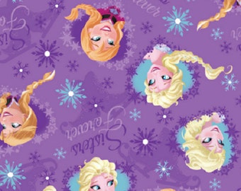 Fat Quarter Disney Frozen Sisters Skating Hearts Cotton Quilting Fabric- Springs