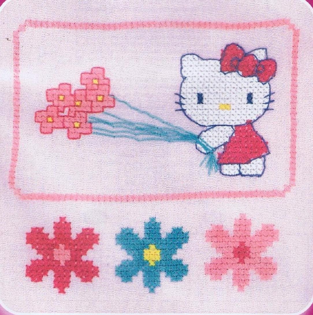 Kitty With Flowers Hello Kitty Custo Cross Stitch Kit by DMC Using