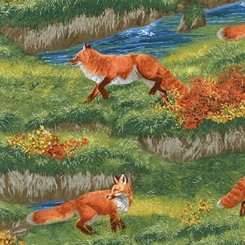 Fat Quarter Bringing Nature Home Foxes Quilting Fabric Robert Etsy