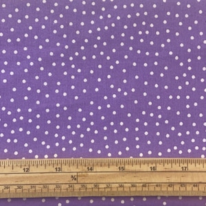 Fat Quarter Dot Mania White Polka Dots On Purple 100% Cotton Quilting Fabric