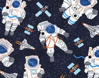 Fat Quarter In Space Astronauts And Rockets 100% Cotton Quilting Fabric