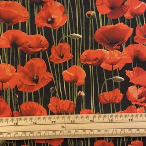 Fat Quarter Battle Zone Poppy Fields Remembrance Fabric
