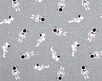 Fat Quarter Out Of This World With NASA Astronauts On Grey 100% Cotton Fabric