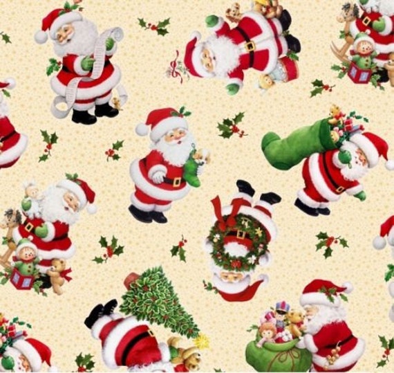 Fat Quarter Christmas Santas Cotton Quilting Fabric 50cm x 55cm
