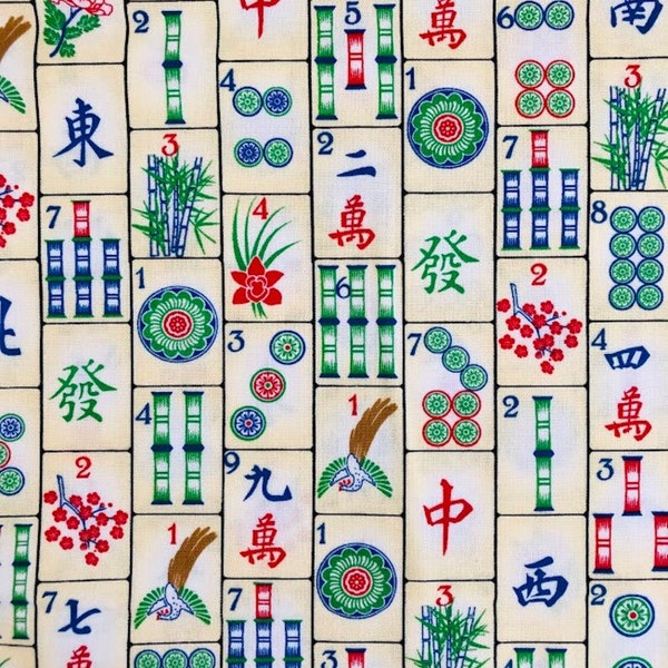 Fat Quarter Mahjong 100% Cotton Craft Quilting Fabric Board Games