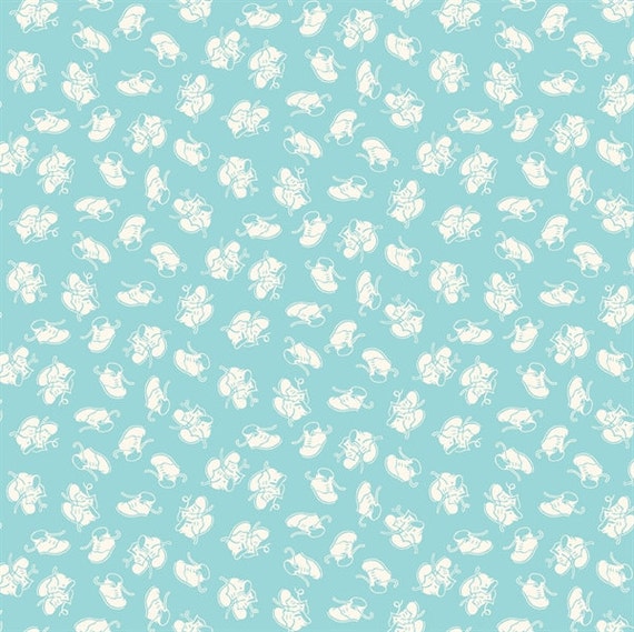 Fat Quarter Toy Chest Baby Shoes on Aqua 100% Cotton Quilting Fabric Penny  Rose