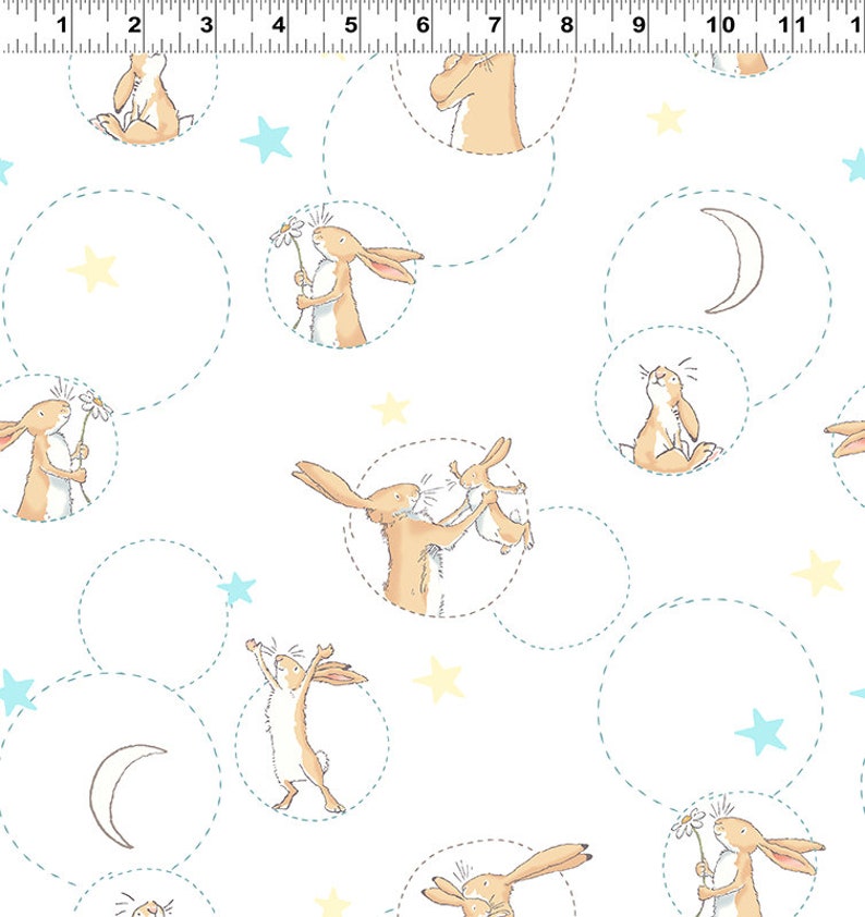 Fabric Fat Quarter Guess How Much I Love You Rabbit Toss Sky Cotton Quilting Fabric Crafts Sheengenie Com