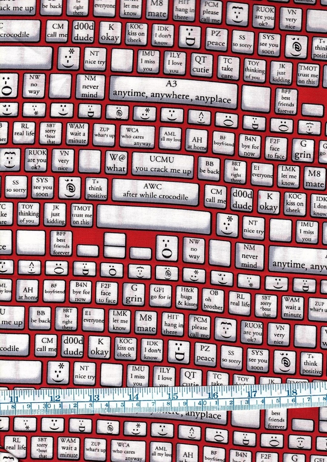 Fat Quarter Back Talk Keyboard 100% Cotton Quilting Fabric Txt Spk ...
