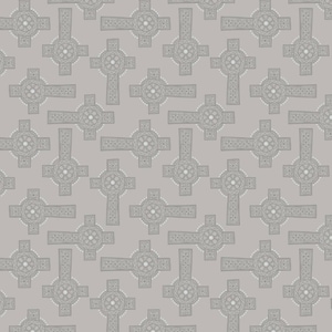 Fat Quarter Grey Celtic Cross With Silver Metallic 100% Cotton Quilting Fabric