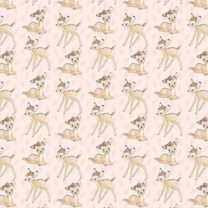 Fat Quarter Disney Bambi Toss On Baby Pink 100% Cotton Quilting Fabric