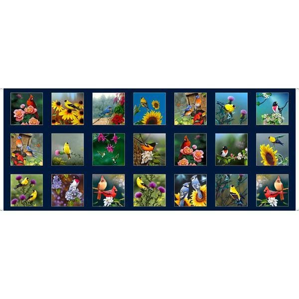 Songbird Images Panels Quilting Fabric 21 Panels Each 12cm x 12.3cm Birds