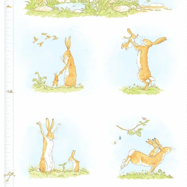 Guess How Much I Love You Hares Hight Chart Panel 100% Cotton Print Fabric