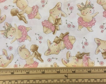 Ballet Bunny Cotton Fabric Fat Quarter – Ballerina Quilting Material