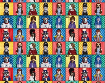 Fat Quarter Haustiere Rock Rock Stars in quadratischen Rahmen 100% Baumwolle Quilting Stoff