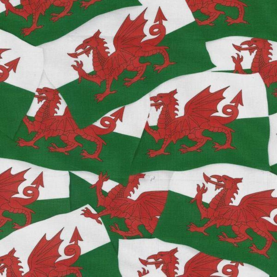Fat Quarter Welsh Flag Wales Dragon Sewing 100 Cotton Quilting Fabric 