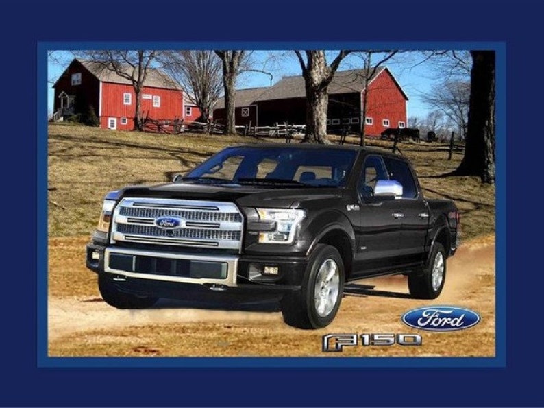 90cm x 110cm Black Ford F150 Truck Large Panel Cotton Print Quilting Fabric