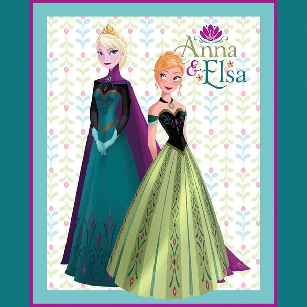 Anna and Elsa Disney Frozen Coronation 100% Cotton Quilting Fabric Panel 55427