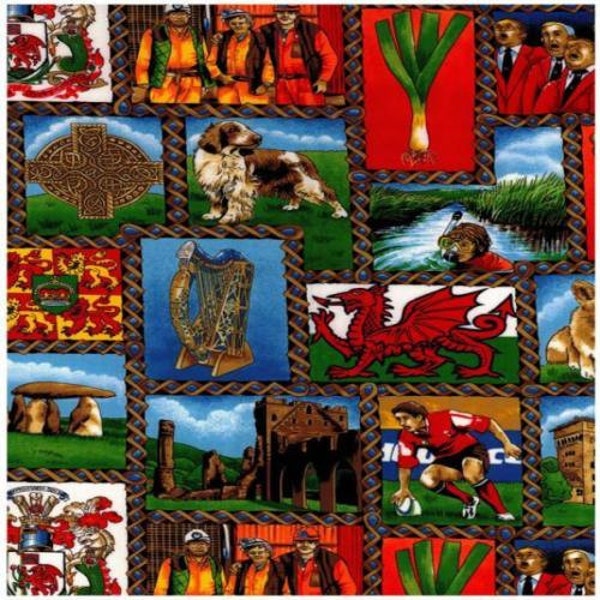 Fat Quarter Wandering Through Wales Welsh 100% Cotton Quilting Fabric Nutex