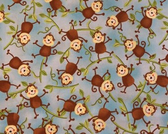 Monkeys Poly Cotton Dress Fabric 112cm wide Monkeys Poly Cotton Dress Fabric 112cm wide