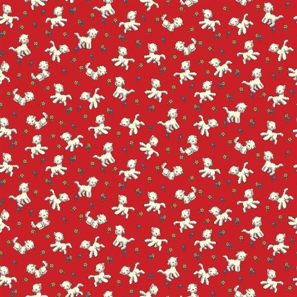 Fat Quarter Lambs on Red Toy Chest 100% Cotton Quilting Fabric - Penny Rose