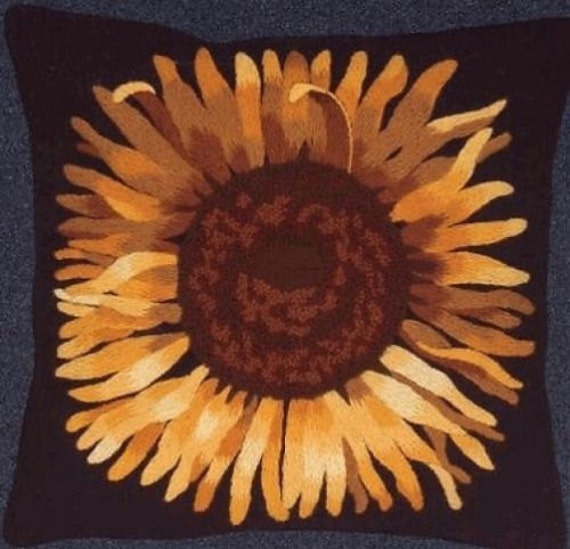 Sunflower Pillow Crewel Embroidery Kit Needle Treasures 00687 Etsy