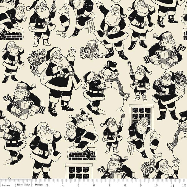 Fat Quarter Lost and Found Christmas Santa Black Cotton Quilting Sewing Fabric