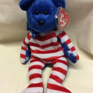 TY Beanie Baby Liberty Bear - Stars And Stripes - Blue Head
