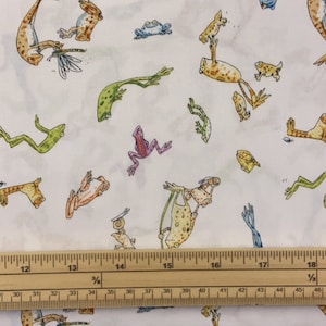 Fat Quarter Leap Frog Frogs On White Allover 100% Cotton Quilting Fabric