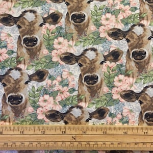 Fat Quarter French Hill Farms Cows In The Meadow 100% Cotton Fabric
