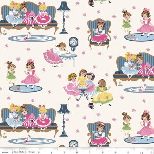 Fat Quarter Petite Treat Girls Cream Cotton Sewing Quilting Patchwork Fabric