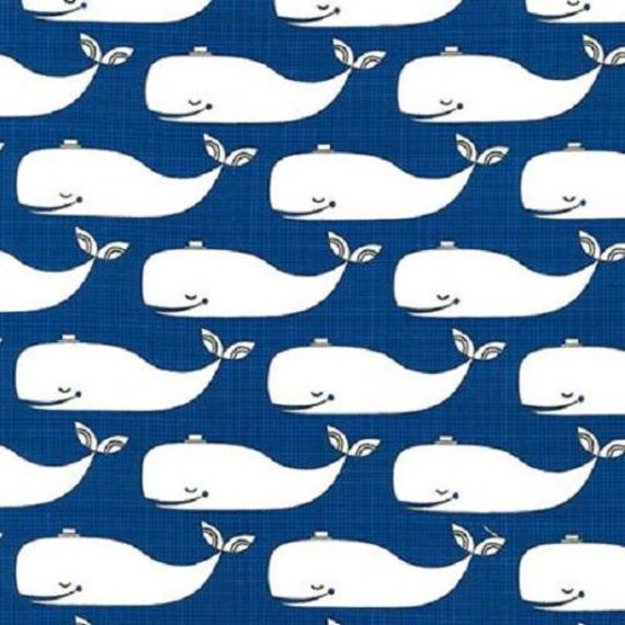 Fat Quarter Message In A Bottle Whales On Navy Blue 100/% Cotton Quilting Fabric