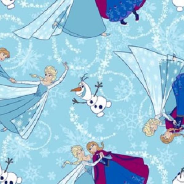 Fat Quarter Disney Frozen Sisters Skating Toss Cotton Quilting Fabric Springs