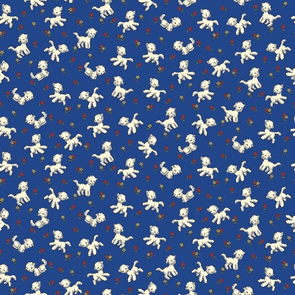 Fat Quarter Lambs on Blue Toy Chest 100% Cotton Quilting Fabric - Penny Rose
