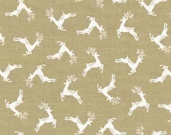 Fat Quarter Scandinavian 4 Reindeer Taupe Christmas 100% Cotton Quilting Fabric