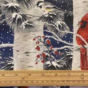 Fat Quarter A Cardinal Christmas Woodland Glitter 100% Cotton Quilting Fabric