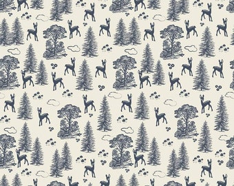 Fat Quarter Woodland Spring Christmas Winter Deer In Woods 100% Cotton Quilting Fabric