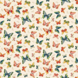 Fat Quarter Michiko Japanese Metallic Butterflies On Cream 100% Cotton Quilting FabricChristmas Gift