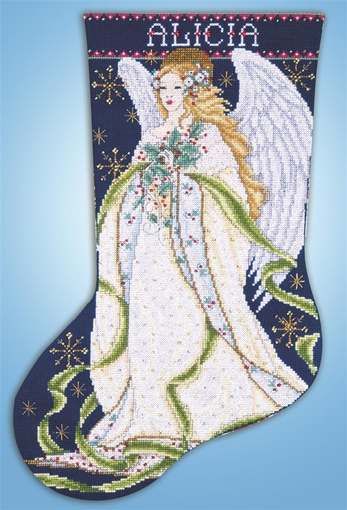 Cross Stitch Kit ~ Design Works Christmas Angel w/Animals Stocking #DW5957