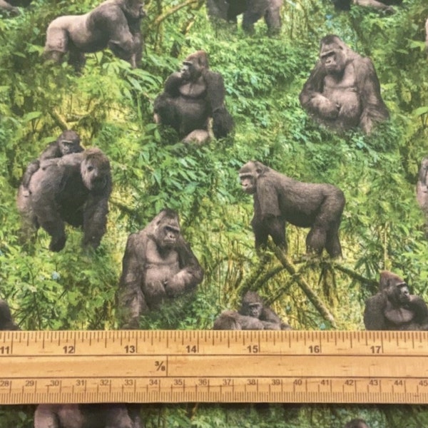 Fat Quarter African Safari Gorillas In The Wild 100% Cotton Quilting Fabric