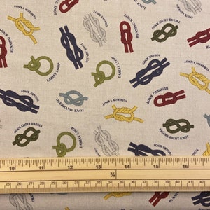 Fat Quarter Nautical Types Of Knots On Grey 100% Cotton Quilting Fabric