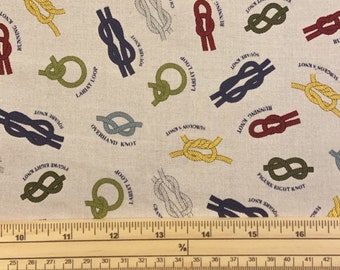 Fat Quarter Nautical Types Of Knots On Grey 100% Cotton Quilting Fabric